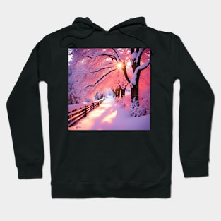 Hush, A Pink And Lavender Snowscape Hoodie